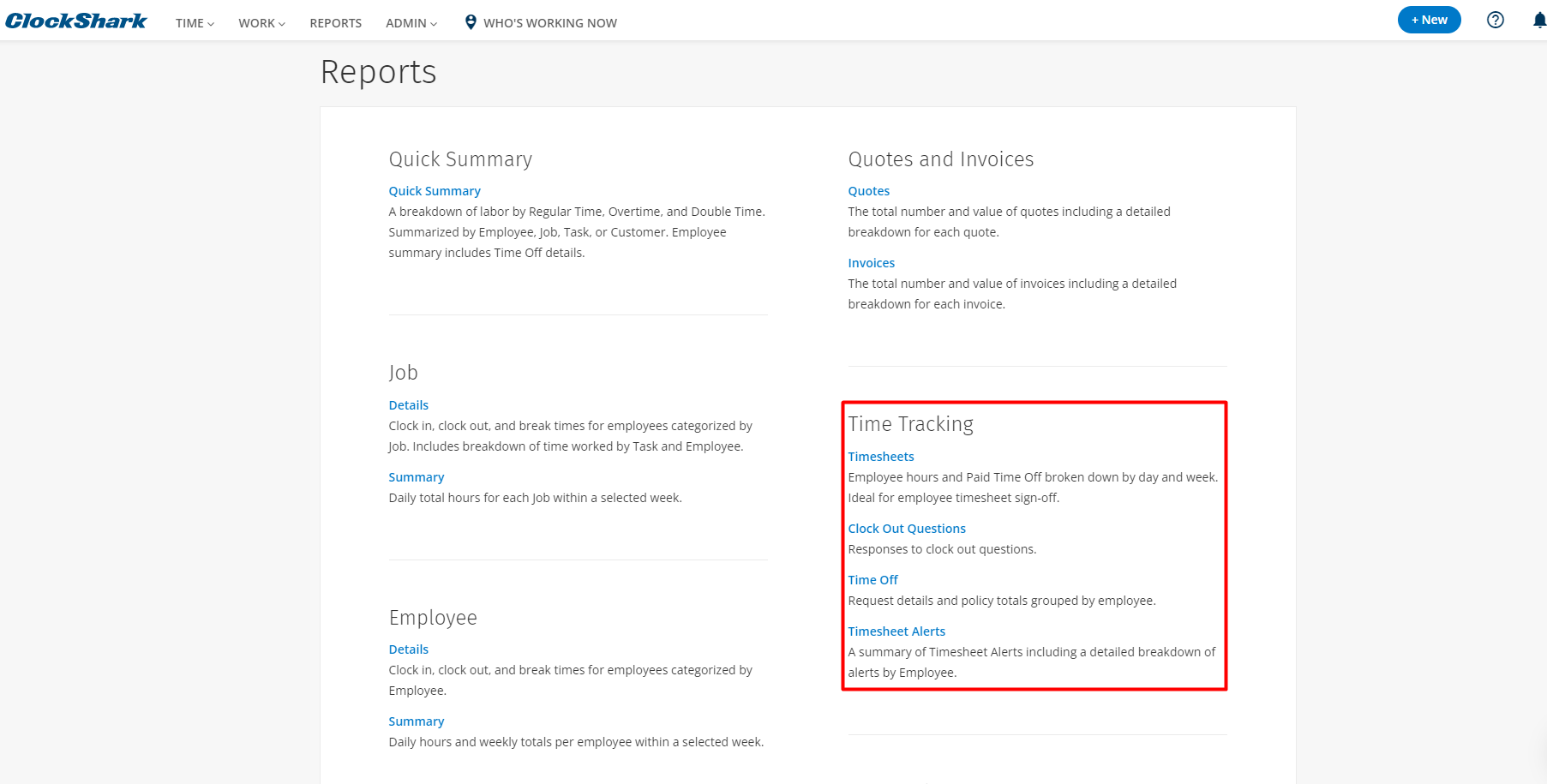 Time tracking reports